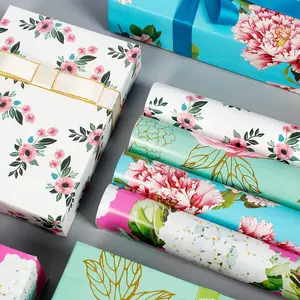 2021情人节礼物包装纸50 * 70厘米花卉印刷包装纸用于圣诞节婚礼装饰