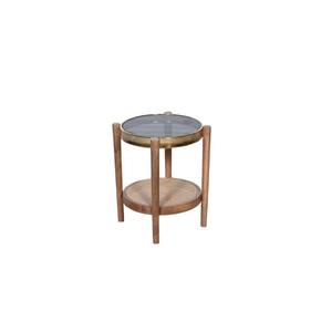 Modern Handmade Eco-Friendly Side <b>Table</b> <b>Glass</b> Mango Wood Rattan Construction Durable Easy Assembly for Living Room Furniture - Product Image 6