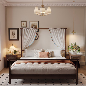 <span class=keywords><strong>Lit</strong></span> à baldaquin en bois massif de style européen, simple et moderne, <span class=keywords><strong>lit</strong></span> à baldaquin simple, style B&B, meubles - Product Image 3