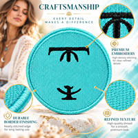 Patch brodé turquoise en gros, symbole mystique, cercle bohème, thermocollant ou à coudre, applique artisanale, décoration DIY, patchs de créateur