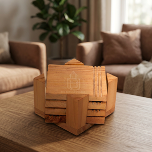 Premium Grade Bohemian Wooden Eco-Friendly Round <b>Coasters</b> <b>Set</b> with 8mm Thickness and Multiple Sizes BS INTERNATIONAL NA160 - Product Image 1