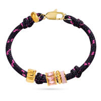 Bracelet en cordon tressé noir personnalisé EDGE avec perles dorées, charme en émail avec strass rose, bijoux tendance pour femmes, cadeau