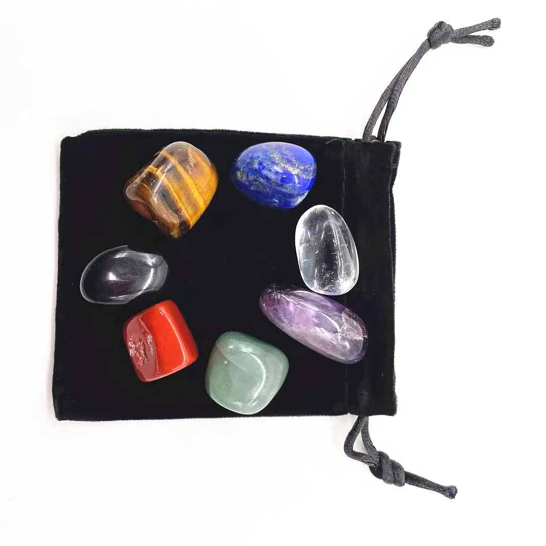 Toptan doğal manevi meditasyon kristal şifa eskitme taşlar 7 çakra hediye için Set