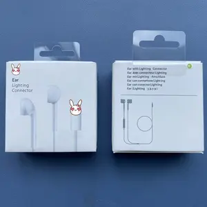 מקורי אוזן תיבת לוגו תרמילי 3.5mm ספורט אוזניות תאורה עבור iPhone אוזניות 6 7 8 12 אוזניות חוט אוזניות Wired