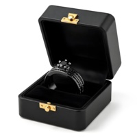 Bague de mariage noire tendance pour couple, sertie de zircon cubique brillant, bague de fiançailles pour homme et femme, ensemble de bijoux