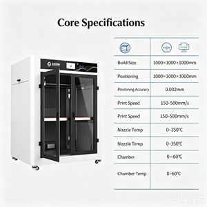 เครื่องพิมพ์ 3 มิติอุตสาหกรรมรุ่น AX-H1000 ขนาดพื้นที่การพิมพ์ 1000x1000x1000 มม. รองรับเส้นพลาสติก PLA พร้อมระบบปรับระดับอัตโนมัติ สำหรับการพิมพ์โมเดล 3 มิติอเนกประสงค์ - Product Image 2