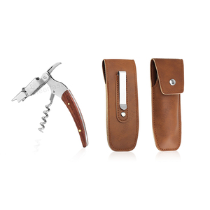 Ouvre-bouteille à vin personnalisé en cuir PU avec double charnière, décapsuleur manuel, ouvre-bouteille à vin personnalisé avec coupe-capsule - Product Image 4