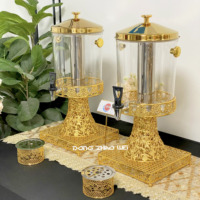 Distributeur de Boissons Luxueux 8L Doré, Nouveau Design, Rond en Verre, pour Jus, Fêtes, Traiteur, Hôtels, Mariages, Lait, Café, Bière