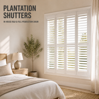 Volets de plantation OEM/ODM haut de gamme, fabrication sur mesure en gros pour projets B2B mondiaux et solutions de couverture de fenêtres commerciales
