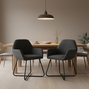 Sillas de Comedor de Tela Gris Oscuro, Modernas, Tapizadas, con Patas de Metal, Muebles para el Hogar - Product Image 2