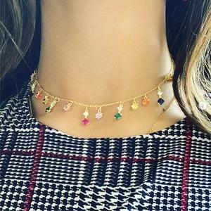 Gold Plated Multi Color <strong>rainbow</strong> <strong>Necklace</strong> Girl Women Colorful Tassel Charm Colorful Cz Delicate Sexy Layer Luxury Jewelry - Product Image 3
