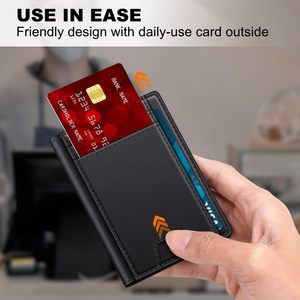 <b>Men's</b> Genuine Leather <b>Wallet</b> Multi-Card Slot Ultra-Thin Bi-Fold Business Minimalist Everyday Use <b>Black</b> - Product Image 4
