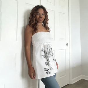 Top Corto Transpirable de Punto con Estampado Floral y Lazos Delanteros para Mujer, Sexy, con Fruncido, Estilo Bustier, Camiseta sin Tirantes, Verano, Y2K - Product Image 3