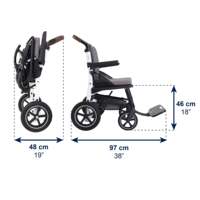 Silla de Transporte para Adultos, Diseño Moderno, Silla de Ruedas Manual de Aluminio, Manillar Único, Marco Blanco, Tapicería Acolchada, Liberación Rápida