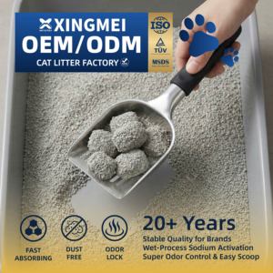 Litière pour chat en bentonite de qualité supérieure, agglomérante, faible en poussière, contrôle efficace des odeurs, emballage de détail, vente en gros - Product Image 1