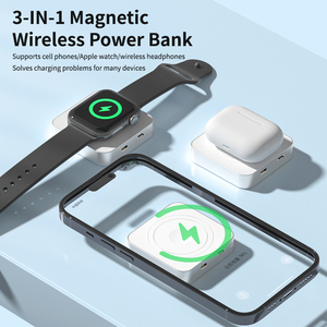 Banco de Energía Magnético de Aleación de Aluminio Premium, Estación de Carga Inalámbrica 3 en 1, Paquete de Batería Portátil de 20W para <span class=keywords><strong>iPhone</strong></span>, Reloj y Auriculares - Product Image 1