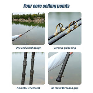 Canna da Pesca per Grandi Prede con Manico in EVA, 1.5 Sezioni, per Pesca in Acqua Salata, Trolling in Acque Profonde, Pesca d'Altura, Spinning, 1.65m 1.8m, per Marlin - Product Image 4