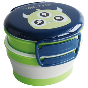 Customized Double Layer Plastic <b>Lunch</b> <b>Box</b> 501-800Ml <b>Microwaveable</b> Eco-Friendly Childrens Bento <b>Box</b> With Monster Design - Product Image 1