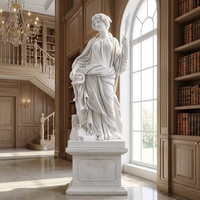 Estatua de la Diosa Griega Atenea Tallada a Mano en Mármol Blanco Natural de Tamaño Real, Escultura de Dama con Lanza para Decoración de Jardín