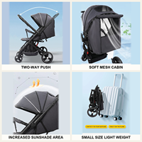 Poussette de voyage légère, poussée bidirectionnelle, siège en maille douce, protection solaire accrue, transport en cabine, pliable, 4 roues, inclinable, anti-UV
