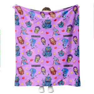 Thiết Kế Mới Dễ Thương Anime Huntrix Cô Gái Rumi Zoey K Pop Kpop Quỷ Thợ Săn Mô Hình Chăn Tùy Chỉnh San Hô Lông Cừu Flannel Ném Chăn - Product Image 3