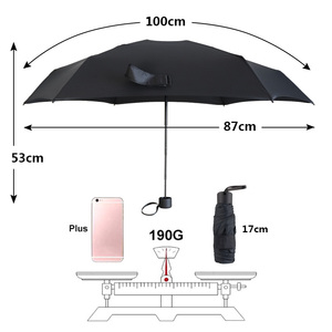 Mini poche Super légère 190g pour femmes, petits parapluies pliants coupe-vent pour voyage, <span class=keywords><strong>parapluie</strong></span> Compact pour hommes sous la pluie - Product Image 3