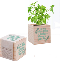 Cadeau d'appréciation de cube de plante et jardinière en bois-accessoire de bureau de remerciement de l'enseignant de l'employé