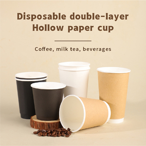 Gobelets à café jetables en papier kraft à double paroi, recyclables, avec couvercles, logo personnalisé imprimé, gobelets à emporter pour boissons chaudes 8oz/14oz/16oz - Product Image 2