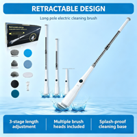 Nettoyeur rotatif électrique avec manche extensible réglable, brosse de nettoyage sans fil pour carrelage de salle de bain et sols