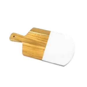 Blocs à découper de service en bambou de cuisine naturelle Premium Eco Planche à pagaie en bois de marbre et d'acacia Planches à découper au fromage