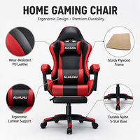ALINUNU Chaise de jeu ergonomique à dossier haut pour usage domestique, en cuir PU, avec repose-pieds