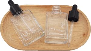 30ml 50ml 100ml Square Glass Serum <b>Dropper</b> <b>Bottles</b> for Essential Oil With Gold Sliver Bamboo Cap - Product Image 3