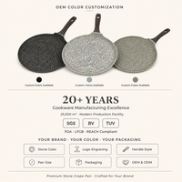Plaque de cuisson pour tortillas et crêpes, trois couleurs, en aluminium moulé, revêtement antiadhésif effet pierre moderne, compatible induction, écologique, avec poignée en bois