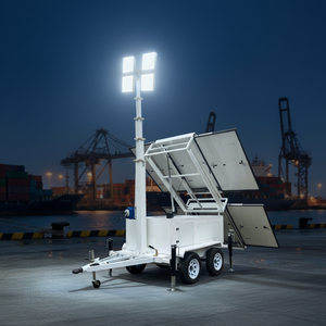 Tour d'éclairage mobile solaire à LED certifiée IP66 CE avec lumière bleue pour les opérations nocturnes en quai - Product Image 5