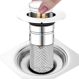 Bonde de douche escamotable en acier inoxydable avec filtre anti-cheveux pour lavabo de salle de bain, 1 pièce - Product Image 5