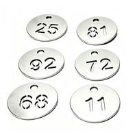 Étiquette de trophée creuse en acier inoxydable 304, en métal brossé argenté, avec numéro rond en laiton, pour casiers de clés et étiquettes de marquage