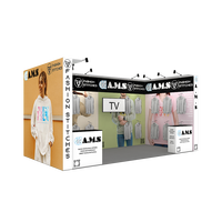 Stand d'exposition modulaire en aluminium SEG 10x20 pour salon professionnel de vêtements, avec présentoir suspendu pour vêtements