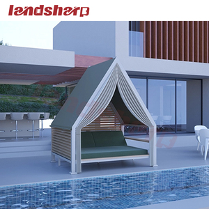 Muebles de Exterior Landsharp, Tumbona Moderna con Toldo, Cama de Día con Marco de Aluminio, Silla de Descanso Impermeable, Tumbona de Lujo con Cojín - Product Image 3