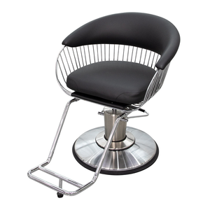 Modern Barber Chair Faux Leather Seat Stainless Steel <b>Frame</b> Hydraulic Height Adjustable <b>Round</b> Base Salon Furniture - Product Image 1