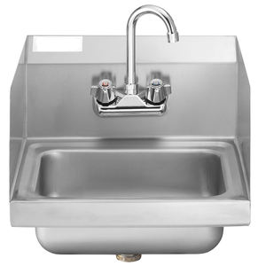 Lavabo de pared de acero inoxidable de grado comercial, con grifo de cuello de cisne y protector contra salpicaduras - Product Image 2