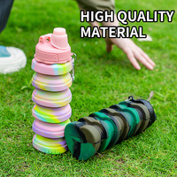 Bouteille d'eau pliable portable de qualité alimentaire en silicone, fournie par l'usine, pour les activités de plein air