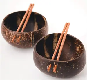Coconut Bowls Smoothie India Hot Trend Shell Bowl Cutlery Set Flat Bottom For Kids Crafts Lacquered Mini In Shape Food Safe Wood
