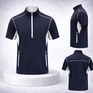 Vêtements personnalisés d'été pour hommes, pull à demi-zip, vêtements de golf, vêtements de sport légers à manches courtes, vêtements de sport actifs, sweat-shirt à demi-zip - Product Image 1