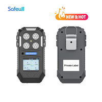 Safewill IP65 Atex CE Portabel 4-in-1 Multi Gas CH4/CO/H2S/O2 Alarm Suara+Lampu+Getaran Akurasi Tinggi OEM/ODM Genggam