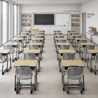 Ensemble bureau et chaise réglables en métal pour étudiants avec rangement, idéal pour les salles de classe, les centres de formation et les salles d'étude