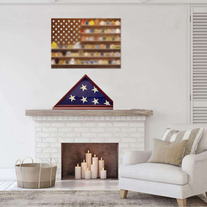 Vitrine murale en bois massif pour drapeau commémoratif avec base - Cadre pour drapeau funéraire avec façade en verre véritable - Product Image 4