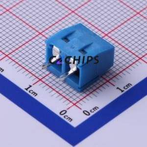 DB127V-5.0-2P-BU-S Screw Terminal Block Through hole Component (THT),P=5mm Connector 1x2P 5mm Blue Through Hole - Product Image 2