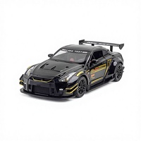 HTF Hot 1:24 GTR, modelo de coche de aleación de fundición con sonido de aerosol y batería AAA alcalina ligera, juguete fundido a presión para niños