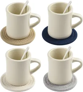 Özel Logo yaratıcı pratik krem beyaz restoran kahve kupa 11 OZ Vintage seramik Mug kupa bardak