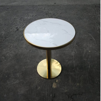 Karois — ensemble de Table à manger de petite taille à bord rond, en marbre blanc, avec plateau en verre